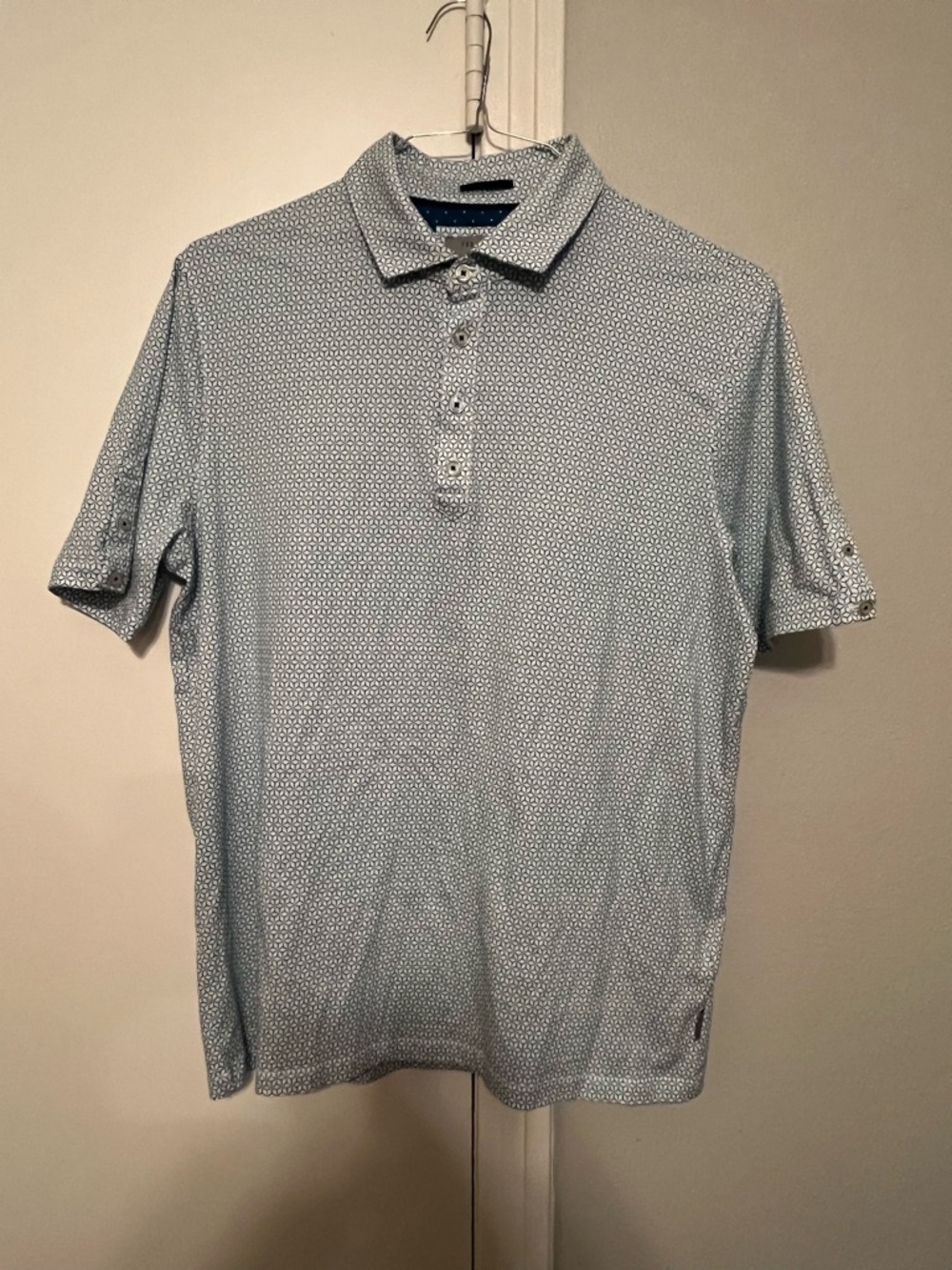 Ted Baker London Light Blue Micro-Geometric Print Golf Polo Size 4/L